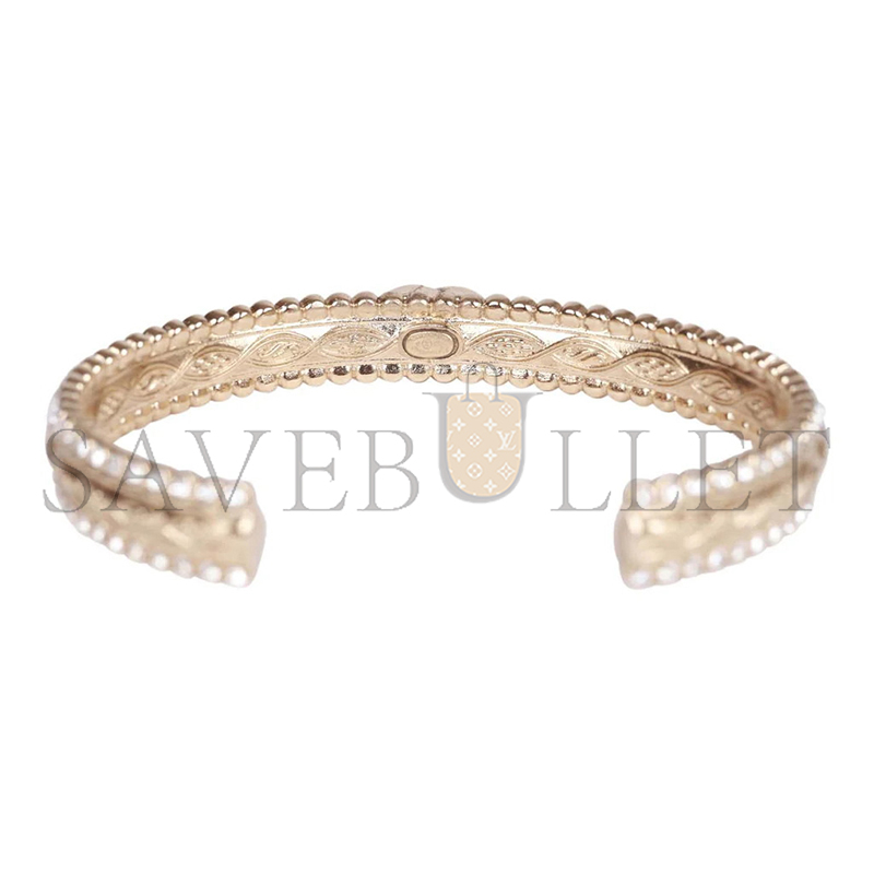CHANEL CRYSTAL MANCHETTE CC GOLD CUFF BRACELET AB5843